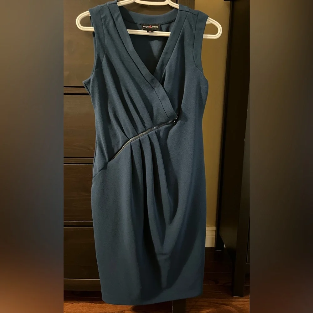 BEAUTIFUL STORK & BABE Teal Blue MATERNITY DRESS - Small - Picture 5 of 5